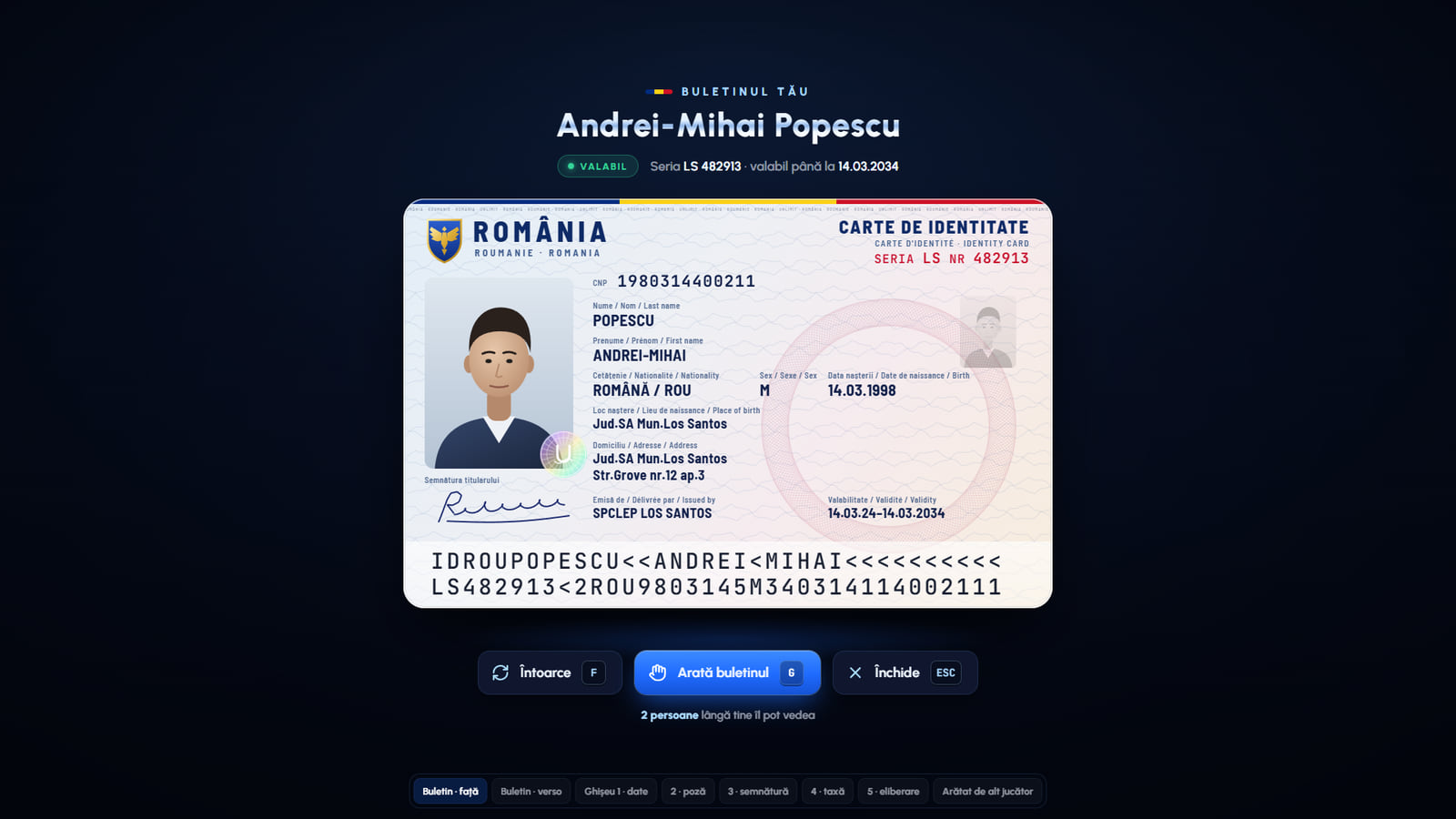 Buletin & SPCLEP — cartea de identitate din joc