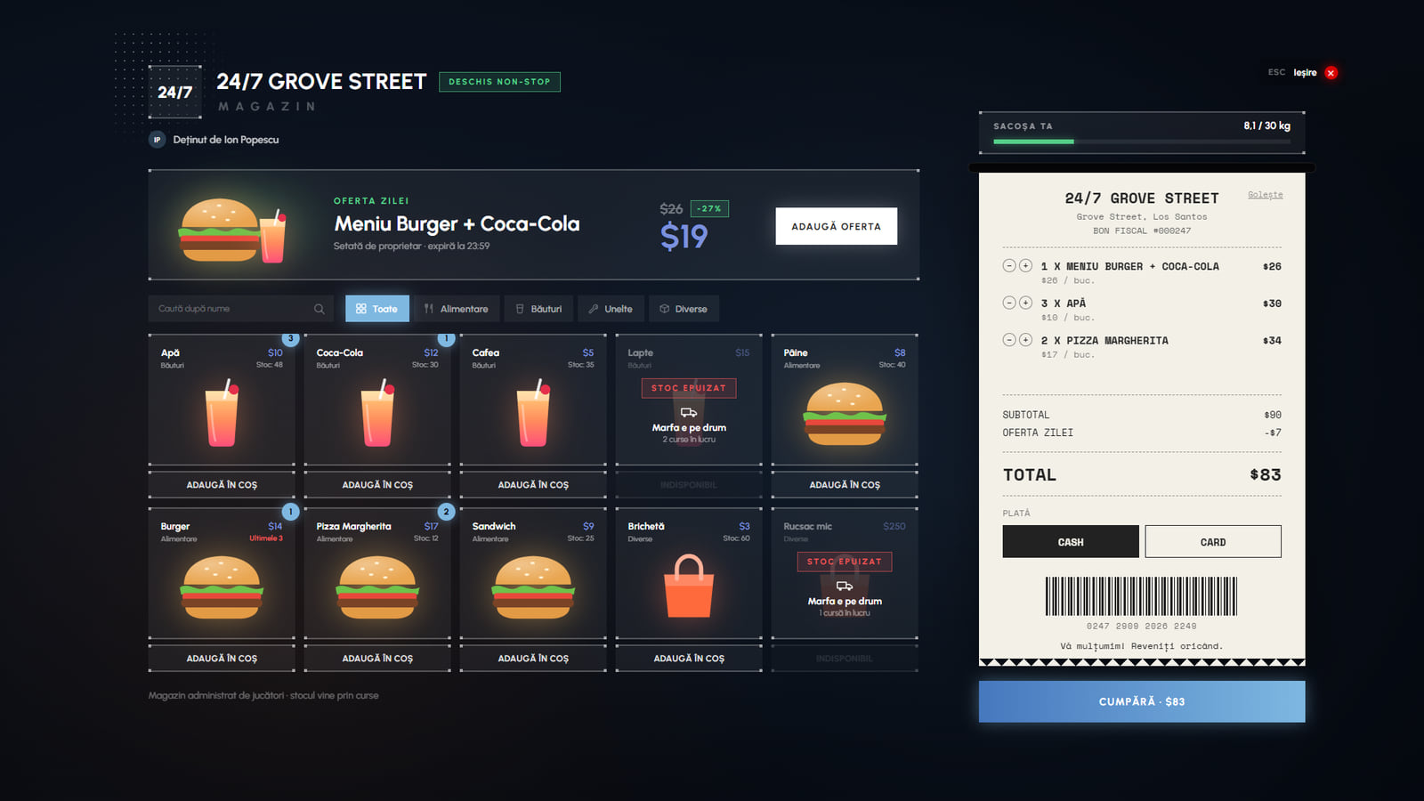 Market 24/7 — magazinul administrat de jucători